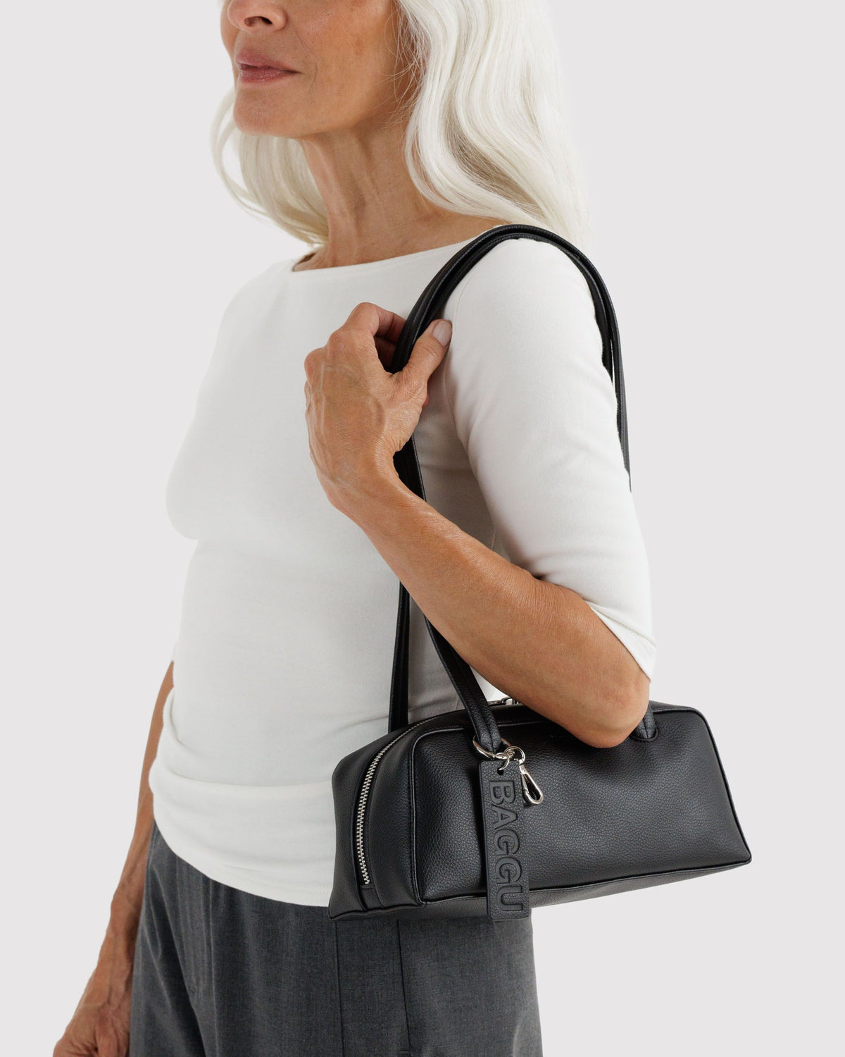 SMALL RECYCLED LEATHER BOWLER BAG - US 7464